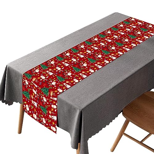 Kasmole Weihnachtstischläufer | Rechteckige Weihnachtstischdecke Weihnachtsmuster-Druck-Dekoration-Tischdecke - für Weihnachten Home Dekoration, 180×35cm von Kasmole