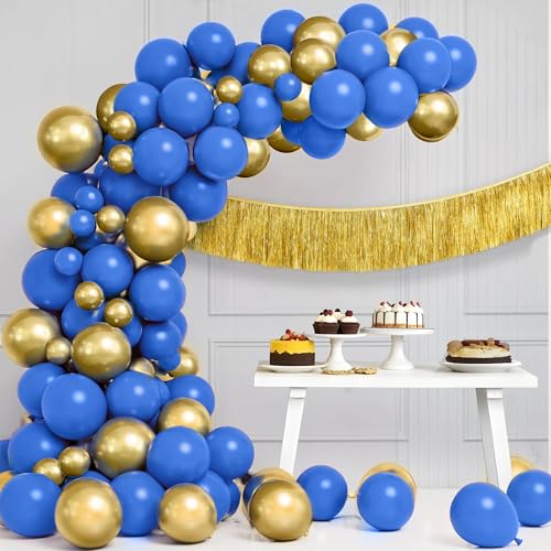 Gold und Blau Grad Latex Ballon Set mit Sternen von KatchOn