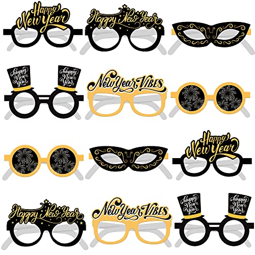 Happy New Year Brille 2023 - 12 Stück, Silvester Brille 2023 Requisiten | Neujahr Party Brille, Frohe Neujahr Dekorationen 2023 | Silvester Party Supplies 2023, Neujahr Sonnenbrille 2023 von KatchOn