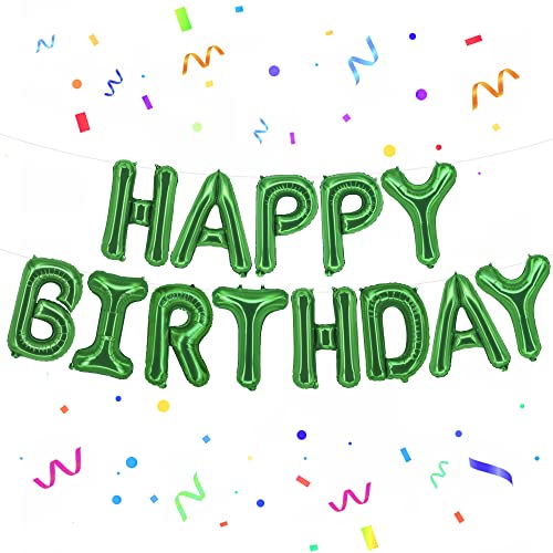 KatchOn, Green Happy Birthday Balloons - 16 Inch | Green Happy Birthday Banner, Green Birthday Sign | Jungle Party Decorations | Green Happy Birthday Sign for Emerald Green Birthday Decorations Women von KatchOn