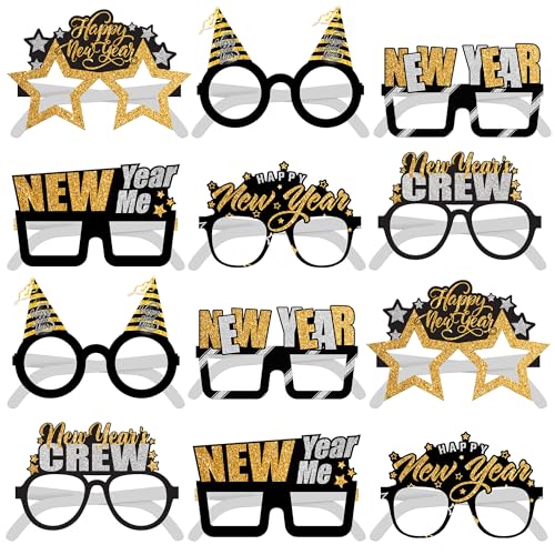 KatchOn, Happy New Year Brille 2024 – 12 Stück | Happy New Years Eve Brille, Happy New Years Dekorationen 2024 | Happy New Year Eye Glasses, Silvester Party Supplies 2024 | NYE Party Supplies von KatchOn