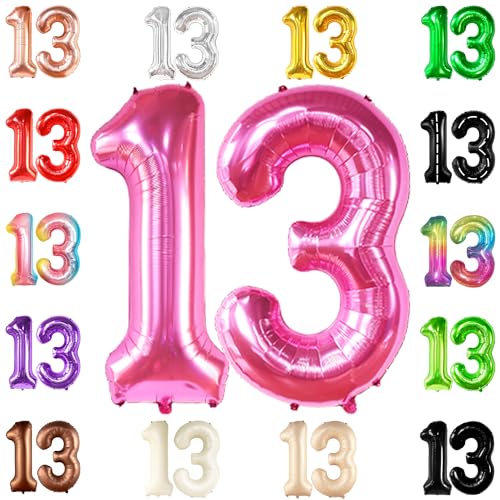 Riesen Hot Pink 13 Ballon Zahl - 40 Zoll | Hot Pink 13 Geburtstag Luftballon | 13 Geburtstag Dekorationen für Mädchen | Rosa Zahl 13 Ballon | Rosa 13 Jahre alt Ballon für 13. Geburtstag Party Supplies von KatchOn