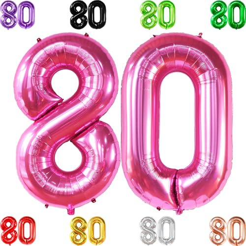 Riesiger Hot Pink 80 Ballon Zahl - 40 Zoll | Hot Pink 80 Geburtstag Luftballon | 80 Geburtstag Dekorationen für Frauen | Rosa Zahl 80 Ballon | Rosa 80 Jahre alt Ballon für 80 Geburtstag Party Supplies von KatchOn