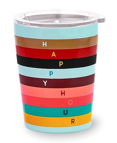 Kate Spade New York Kleine isolierte Kaffeetasse mit Deckel, doppelwandiger Edelstahlbecher, 340 ml, Happy Hour von Kate Spade New York