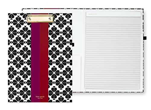 Kate Spade New York Klemmbrett-Folio mit niedrigem Profil-Clip, professionelles Padfolio inklusive liniertem Notizblock, Stiftschlaufe und Tasche, Spatenblumen-Streifen von Kate Spade New York