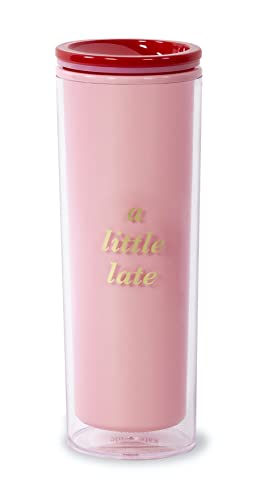 kate spade new york Isolierter Reisebecher, 473 ml, Rosa, doppelwandiger Thermobecher für Kaffee oder Tee, A Little Late von Kate Spade New York