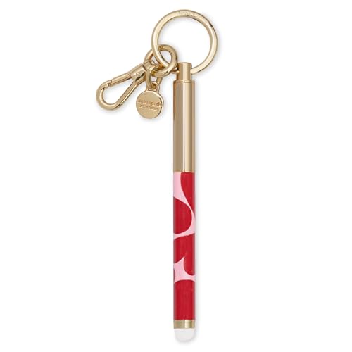 kate spade new york Metall-Tintenstift mit Stylus-Spitze, Kugelschreiber mit schwarzer Tinte, Schlüsselanhänger, süße Herzen von Kate Spade New York