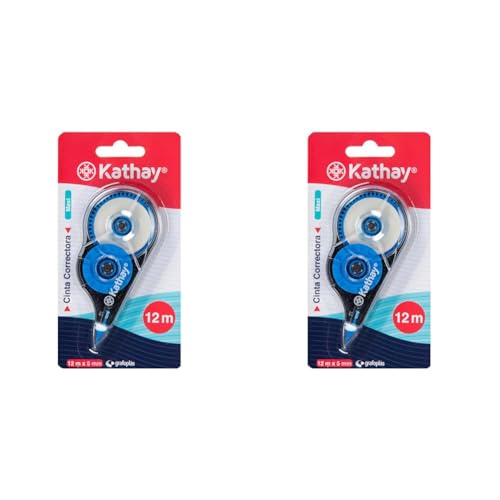 Kathay 86028899 Korrekturband, Maxi, 5 mm x 12 m, zufällige Farben: Gelb, Grün und Blau, schnell trocknend (Packung mit 2) von Kathay