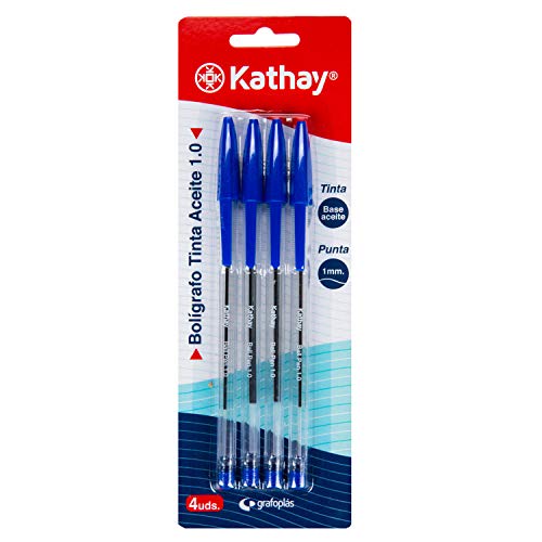 Kathay 86210230 Kugelschreiber mit blauer Tinte, Öl, Spitze 1 mm, perfekt für Ihr Schul- und Büromaterial von Kathay