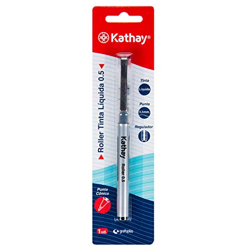 Kathay 86210610 Flüssigtinten-Kugelschreiber, schwarz, konische Spitze, 0,5 mm von Kathay