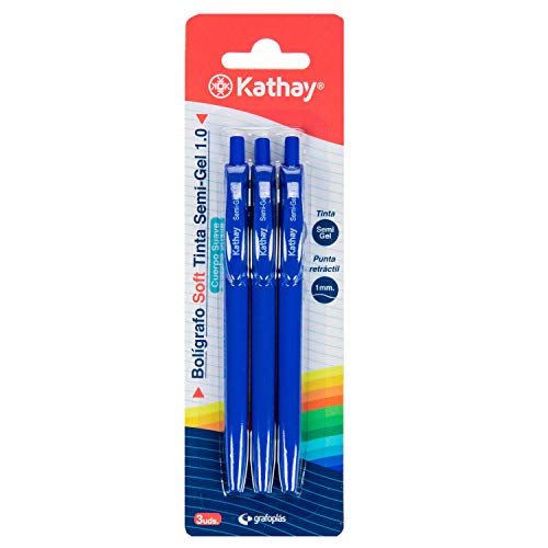 Kathay 86232830 Kugelschreiber Soft Semi Gel, blau, 1 mm, einziehbar von Kathay