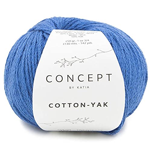 Katia Concept Cotton Yak Farbe 127 blau, Wolle mit Yakwolle und Baumwolle zum Stricken und Häkeln von Katia Concept