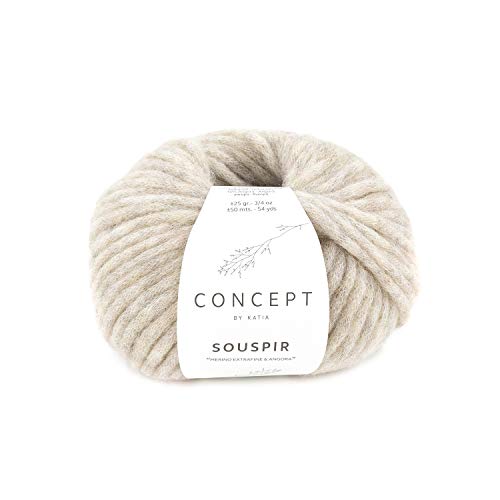 Katia Concept Souspir Angorawolle, dicke Wolle mit Angora zum Stricken oder Häkeln für Nadelstärke 8-9 mm, 25g ca. 50m ((18,00€/100g), 71) von Katia Concept