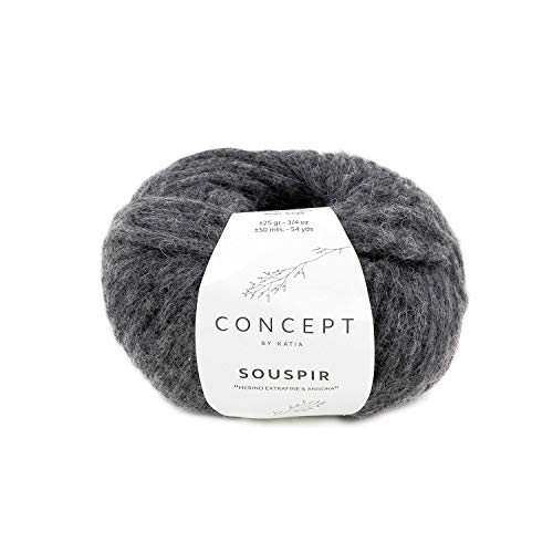 Katia Concept Souspir Angorawolle, dicke Wolle mit Angora zum Stricken oder Häkeln für Nadelstärke 8-9 mm, 25g ca. 50m (75) von Katia Concept