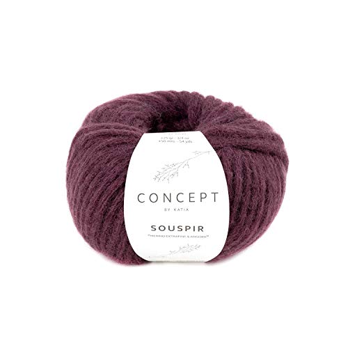 Katia Concept Souspir Angorawolle, dicke Wolle mit Angora zum Stricken oder Häkeln für Nadelstärke 8-9 mm, 25g ca. 50m (82) von Katia Concept