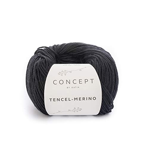 Katia Tencel Merino Fb. 105 - negro, 50g Lyocell Wolle mit Merinowolle zum Sricken und Häkeln von Katia Concept