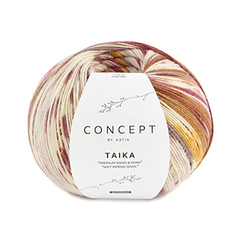 Katia 150g Concept "Taika" - Farbe: 104 - rose-camel-ocker - Sockenwolle aus Merinowolle und Polyamid von Katia