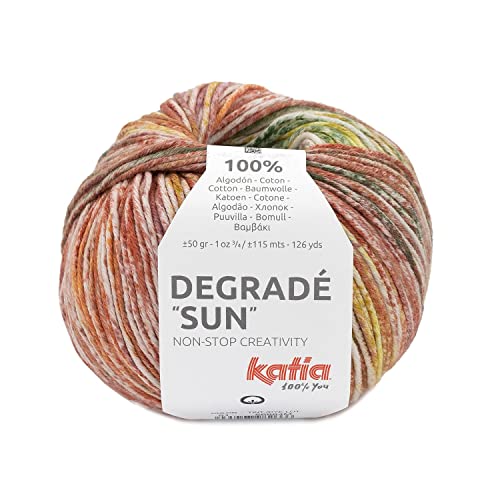 Baumwollgarn zum Häkeln und Stricken | Katia Degradé Sun | bunte Baumwolle mit Farbverlauf | 50g ~115m (51 verdes/tostados) von Katia