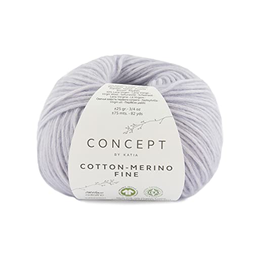 Concept 25g Cotton - Merino fine - Farbe: 86 - hellila - Ein voluminöses Garn aus Bio-Baumwolle und bester Merinowolle, vereint in zarter Kettenstruktur. von Katia