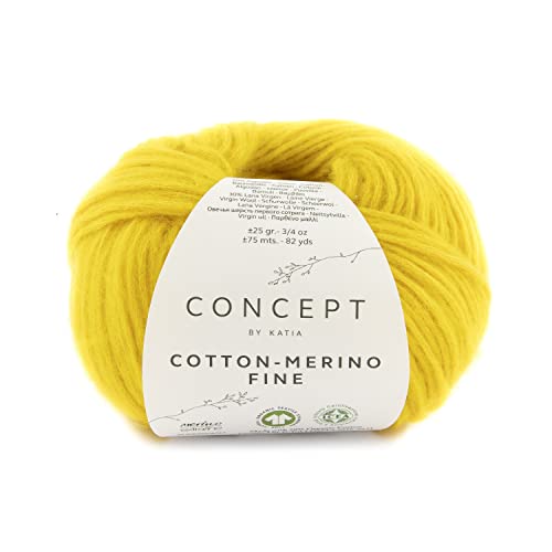 Concept 25g Cotton - Merino fine - Farbe: 91 - gelb - Ein voluminöses Garn aus Bio-Baumwolle und bester Merinowolle, vereint in zarter Kettenstruktur. von Fil Katia