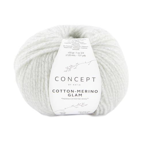 Concept 50g Cotton - Merino Glam - Farbe: 308 - naturweiß - ist die Glamour-Version von Cotton-Merino, unserem Garn der Reihe Concept by Katia, das bei den Fans von Naturfasern sehr beliebt ist. von Katia