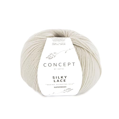 Concept 50g Silky Lace - Farbe: 189 - steingrau - ein seidiges, leicht glänzendes Garn in sanften Farben von Katia