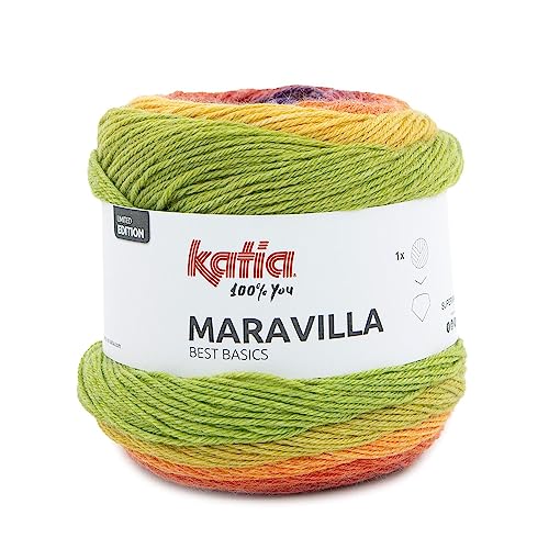 Katia 200g Maravilla - Perlviolett-Orange-Gelblich-Grün Garn von Katia