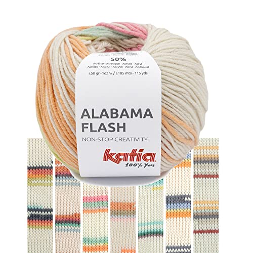 Katia Alabama Flash | Buntes Baumwollmischgarn zum Stricken und Häkeln | Sommerwolle Baumwollgarn mit Farbverlauf | 50g 105m (102) von Katia