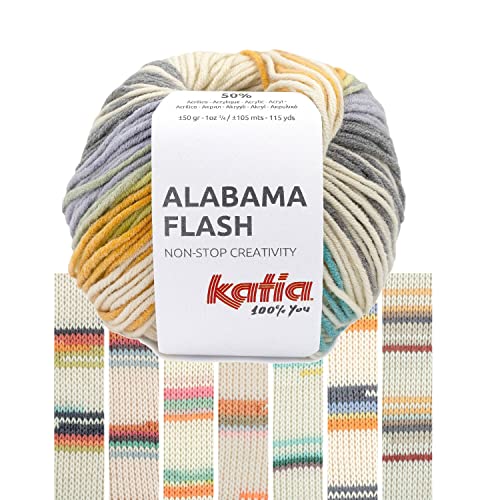 Katia Alabama Flash | Buntes Baumwollmischgarn zum Stricken und Häkeln | Sommerwolle Baumwollgarn mit Farbverlauf | 50g 105m (106) von Katia