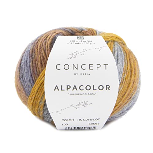 Katia Alpacolor - Concept - Farbe: Grises/Morados/Ocre (103) - 50 g/ca. 125 m Wolle von Katia