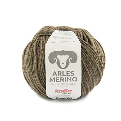 Katia Arles Merino Farbe 60 vison, Merinowolle mulesingfrei aus Frankreich, zum Stricken oder Häkeln von Katia