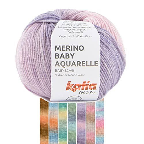 Katia Babywolle Merino Baby Aquarelle | Wolle mit Farbverlauf | sehr weich und pflegeleicht | Easy Care Waschmaschine + Trockner geeignet | 50g (355) von Katia