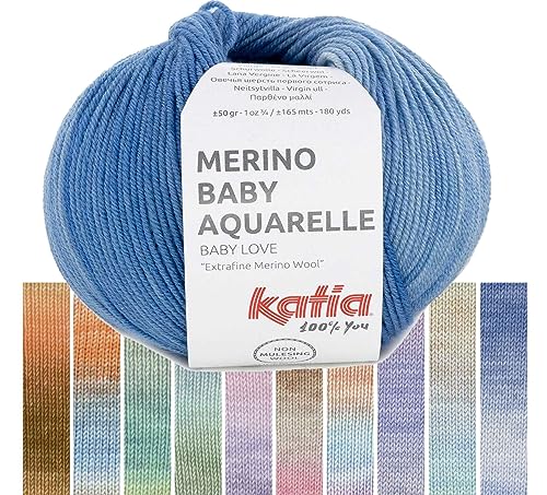 Katia Babywolle Merino Baby Aquarelle | Wolle mit Farbverlauf | sehr weich und pflegeleicht | Easy Care Waschmaschine + Trockner geeignet | 50g (360) von Katia