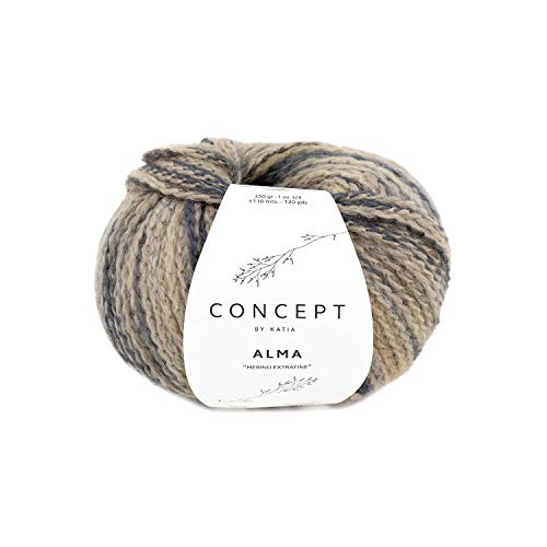 Katia Concept Alma, dicke Merinowolle zum Stricken oder Häkeln, 93% Schurwolle (Merino Extrafine), 7% Polyamid (301) von Katia