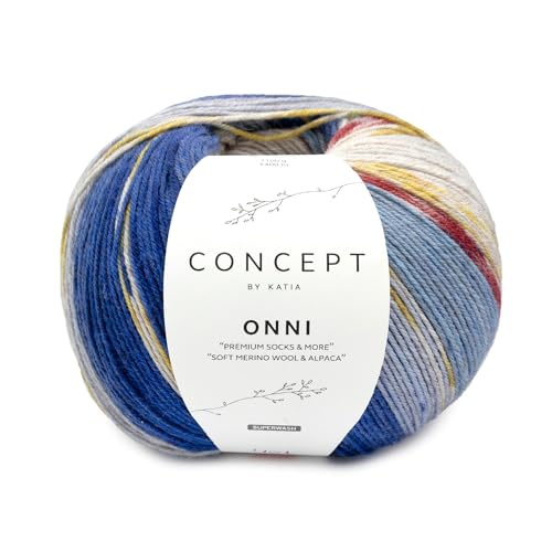 Katia Concept Onni Socks 4-fach mit Alpaka 401, Grau-Blau-Bordeaux (401) von Katia