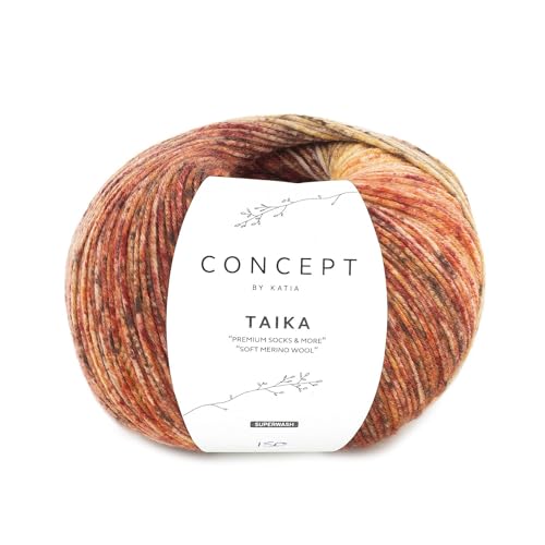 Katia Concept Taika, dicke Sockenwolle 6-fädig, 150g Sockengarn 6-fach, Strumpfwolle mit Merinowolle und Farbverlauf | 75% Wolle, 25% Polyamid (150) von Katia