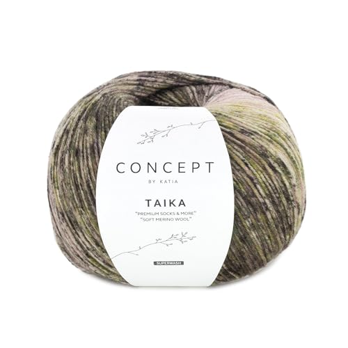 Katia Concept Taika, dicke Sockenwolle 6-fädig, 150g Sockengarn 6-fach, Strumpfwolle mit Merinowolle und Farbverlauf | 75% Wolle, 25% Polyamid (153) von Katia