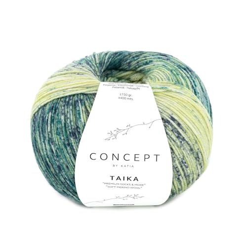 Katia Concept Taika, dicke Sockenwolle 6-fädig, 150g Sockengarn 6-fach, Strumpfwolle mit Merinowolle und Farbverlauf | 75% Wolle, 25% Polyamid (154) von Katia