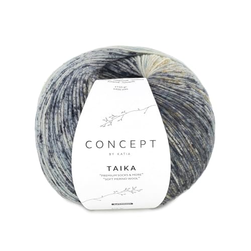 Katia Concept Taika, dicke Sockenwolle 6-fädig, 150g Sockengarn 6-fach, Strumpfwolle mit Merinowolle und Farbverlauf | 75% Wolle, 25% Polyamid (155) von Katia