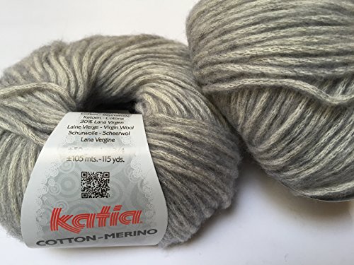 Katia Cotton Merino Fb. 106 soft grey Wolle mit Merinowolle extrafine und Baumwolle von Katia