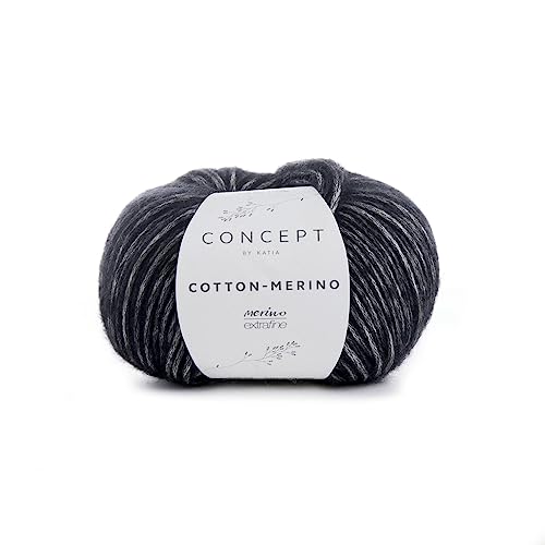 Katia Cotton Merino Fb. 108 graphit Wolle mit Merinowolle extrafine und Baumwolle von Katia