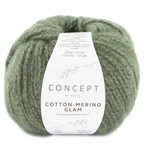 Katia Cotton Merino Glam de Wolle, Khaki, Cod.303 von Katia