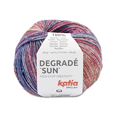 Katia Degradé Sun | Häkelwolle buntes Baumwollgarn zum Stricken und Häkeln | Häkelgarn Sommerwolle aus reiner Baumwolle mit Farbverlauf | 50g 115m (55) von Katia