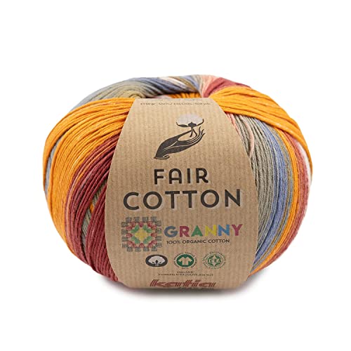 Katia Fair Cotton Granny 150g | Farbverlauf zum Granny Squares häkeln | GOTS Baumwollgarn | Bio Baumwolle zum Stricken (302) von Katia