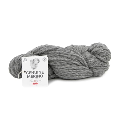 Katia Genuine Merino, dicke Merinowolle grau aus Spanien, ideal für Jacken, Pullover und Schals, chlorfrei und hypoallergen (102 hellgrau) von Katia