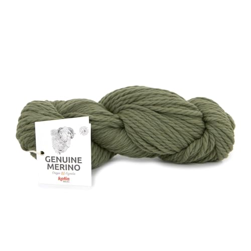 Katia Genuine Merino, dicke Merinowolle khaki grün, aus Spanien, ideal für Jacken, Pullover und Schals, chlorfrei und hypoallergen (56 gruen) von Katia