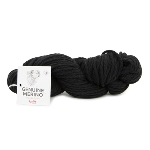 Katia Genuine Merino, dicke Merinowolle schwarz, aus Spanien, ideal für Jacken, Pullover und Schals, chlorfrei und hypoallergen (51 schwarz) von Katia