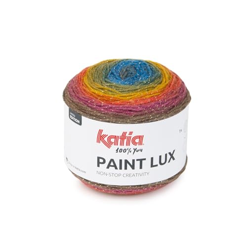 Katia Paint Lux: Wolle (Wollgarn) - 150 g, 540 m - Koralle, Ockerblau, Perlviolett von Katia