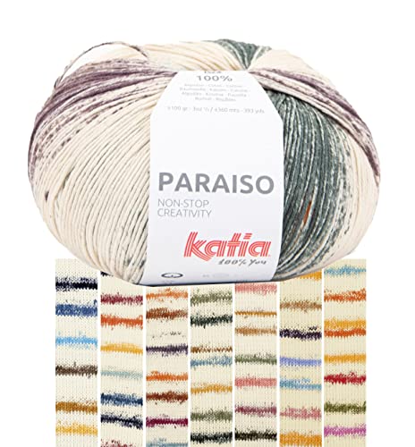 Katia Paraiso | Buntes Baumwollgarn zum Stricken und Häkeln | Sommerwolle aus reiner Baumwolle mit Farbverlauf | 100g 360m (51) von Katia
