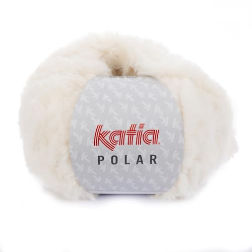 Katia Polar Fb. 80 - crudo, 100g Flauschwolle zum Stricken und Häkeln, Wolle Felloptik von Katia